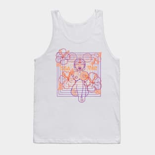 Psychedelic Issa Vibe Spacey Earth Girl (white bg, purple and goldish orange variation) Tank Top